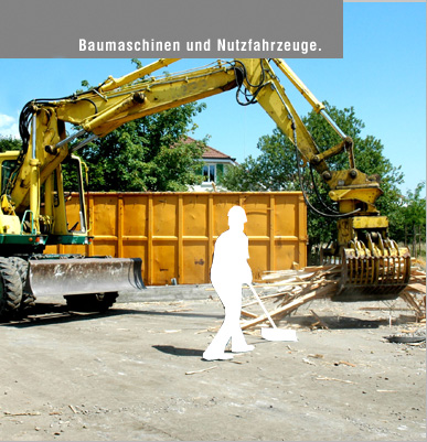 Umschlagbagger mit Greifer beim Rückbau
